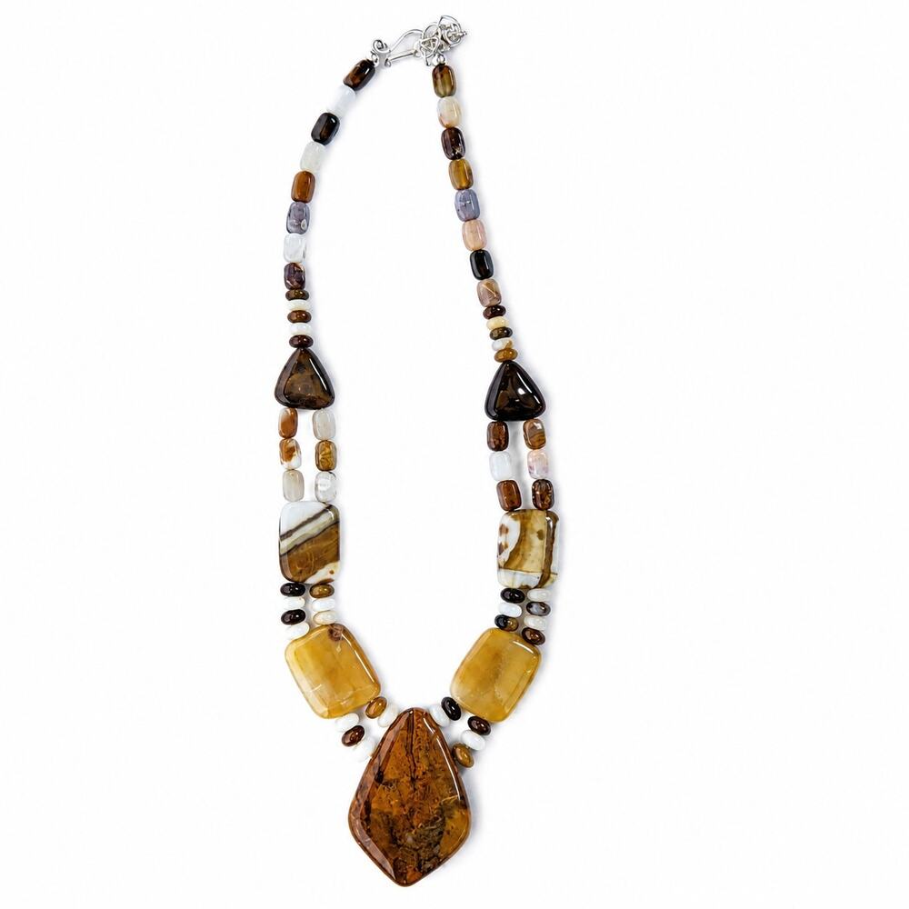 Jay King Natural Chalcedony Statement Necklace Sterling Silver 20" + Extender